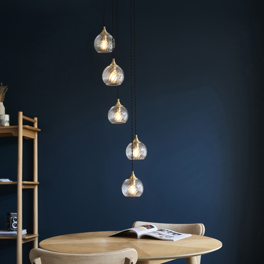 Endon 119435 - Suspension sur câble ALLEGRA 5xE14/7W/230V laiton