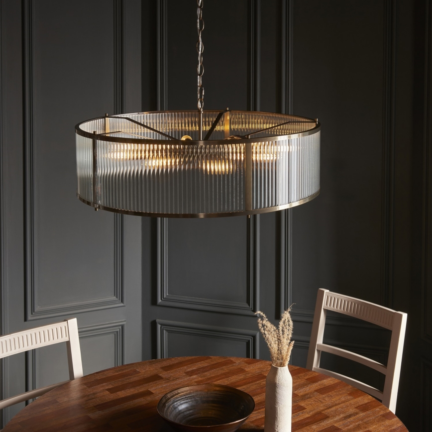 Endon 119455 - Lustre sur chaîne RIDGETON 8xE14/7W/230V laiton