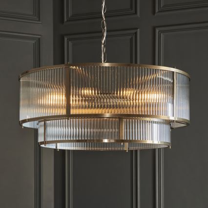 Endon 119456 - Lustre sur chaîne RIDGETON 8xE14/7W/230V laiton