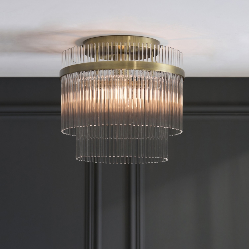 Endon 119492 - Plafonnier MARIETTA à montage en surface 1xE27/10W/230V laiton/transparent