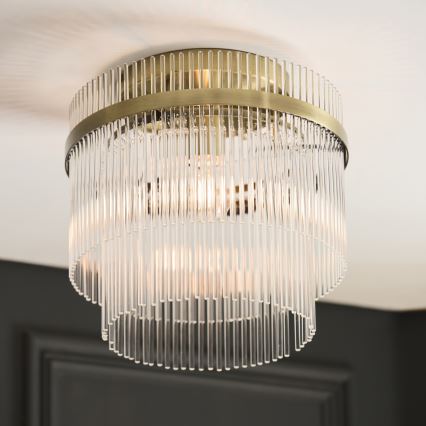 Endon 119492 - Plafonnier MARIETTA à montage en surface 1xE27/10W/230V laiton/transparent