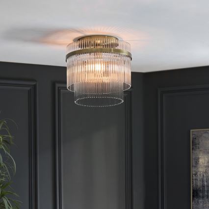 Endon 119492 - Plafonnier MARIETTA à montage en surface 1xE27/10W/230V laiton/transparent