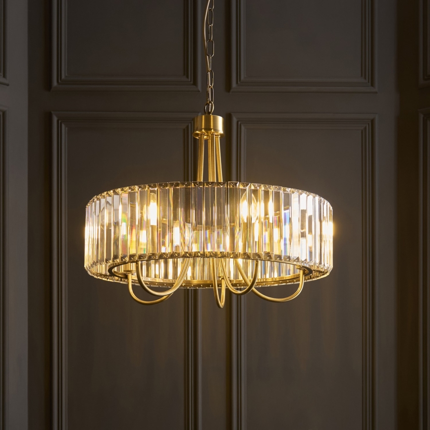 Endon 119610 - Suspension à chaîne VISCONTI, 5 x E14 / 6 W / 230 V, laiton