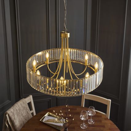 Endon 119611 - Lustre à chaîne VISCONTI 8xE14/6W/230V laiton