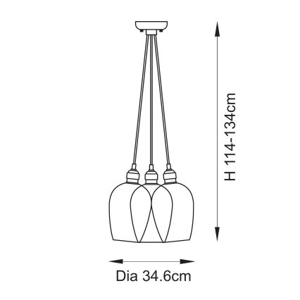 Endon 120644 - Suspension sur câble 3xE27/10W/230V chrome brillant
