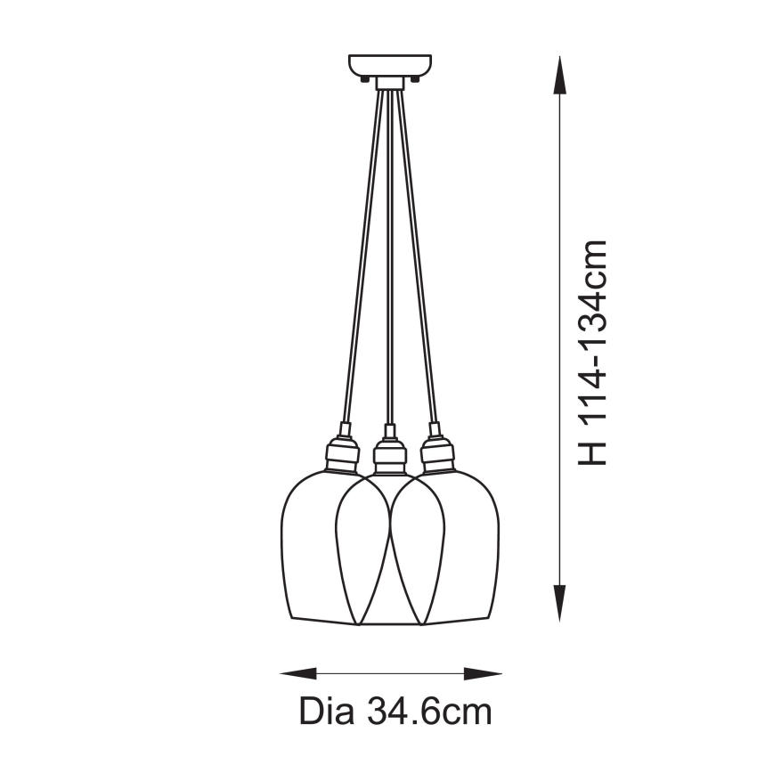 Endon 120644 - Suspension sur câble 3xE27/10W/230V chrome brillant