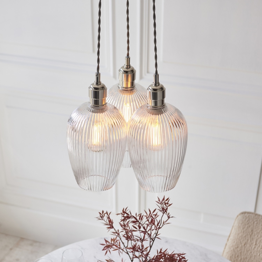 Endon 120652 - Suspension à câble 3xE27/10W/230V chrome brillant
