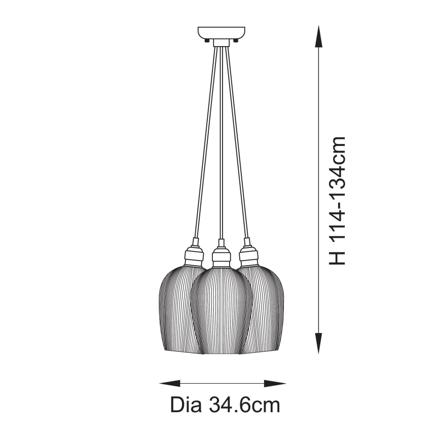 Endon 120652 - Suspension à câble 3xE27/10W/230V chrome brillant