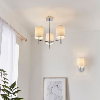 Endon 56642 - Suspension-barre BRIO 3xE14/40W/230V chrome brillant/blanc