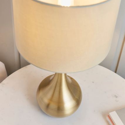 Endon 61191 - Lampe de table dimmable PICCADILLY 1xE14/40W/230V laiton/beige