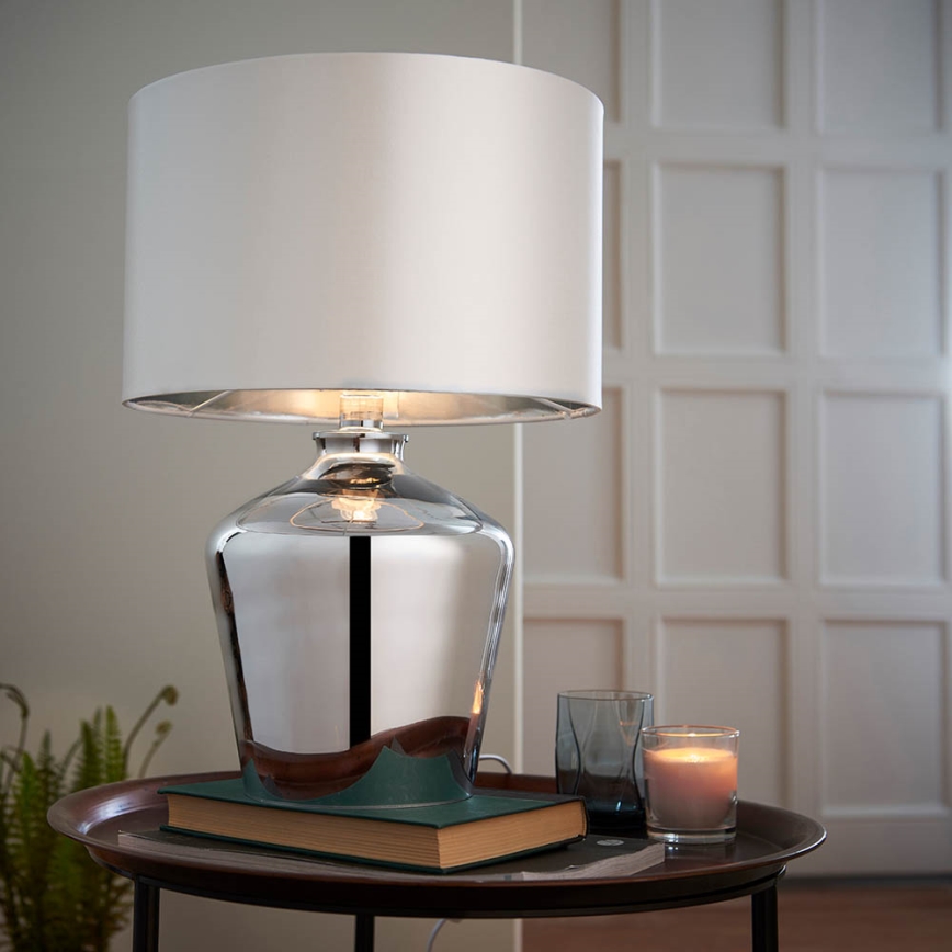 Endon 61198 - Lampe de table WALDORF 1xE27/10W/230V chrome brillant/blanc