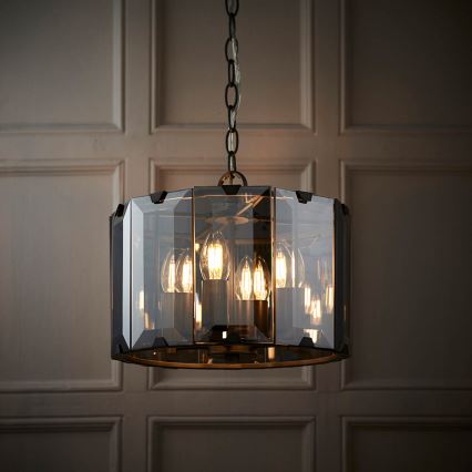 Endon 61281 - Lustre sur chaîne CLOONEY 4xE14/40W/230V noir/fumé