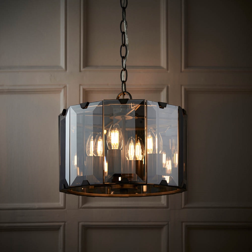 Endon 61281 - Lustre sur chaîne CLOONEY 4xE14/40W/230V noir/fumé