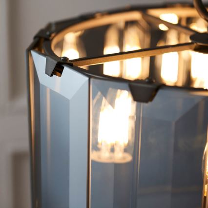 Endon 61281 - Lustre sur chaîne CLOONEY 4xE14/40W/230V noir/fumé