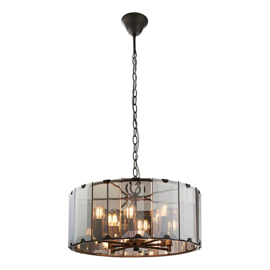 Endon 61294 - Suspension chaîne CLOONEY 8xE14/40W/230V noir/fumé