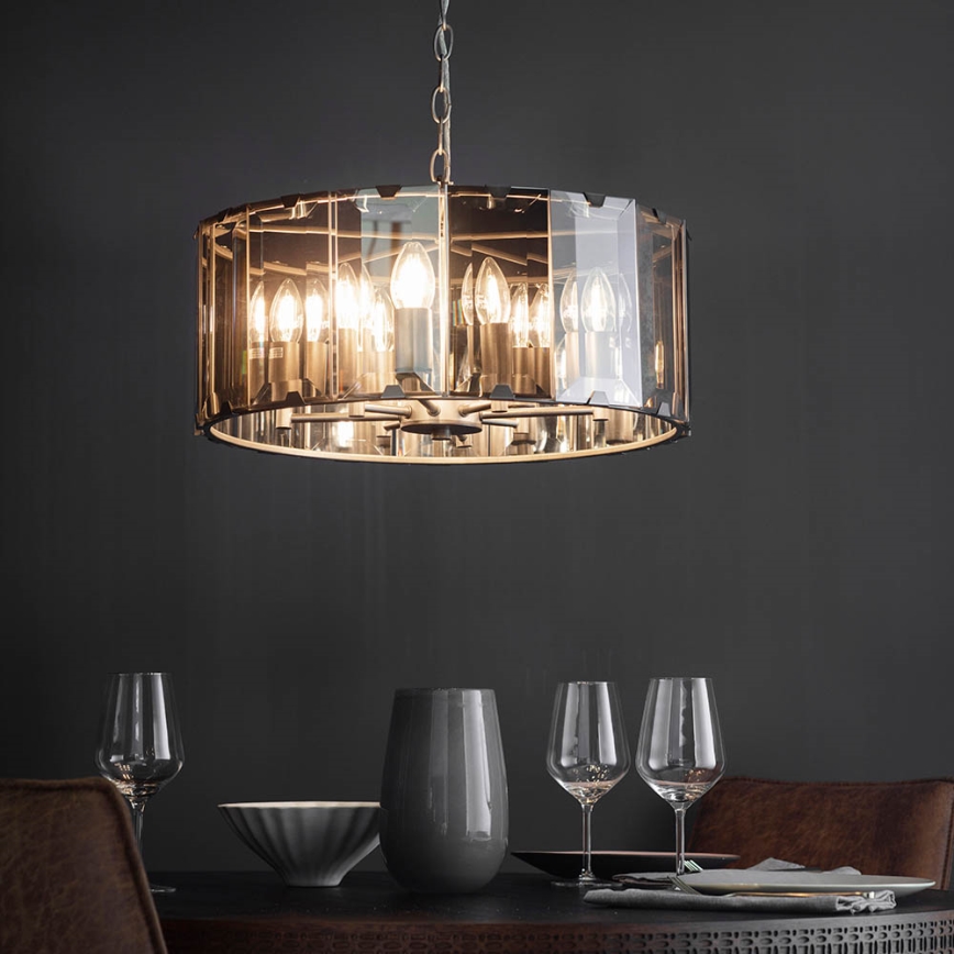 Endon 61294 - Suspension chaîne CLOONEY 8xE14/40W/230V noir/fumé