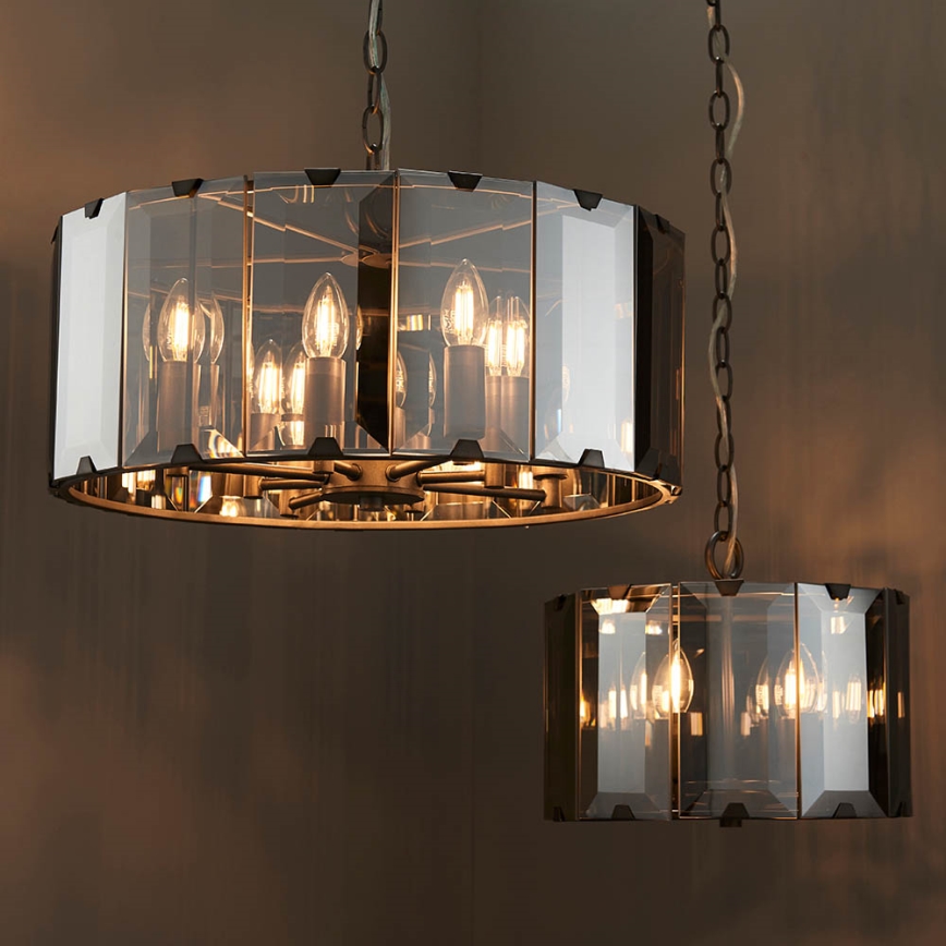 Endon 61294 - Suspension chaîne CLOONEY 8xE14/40W/230V noir/fumé