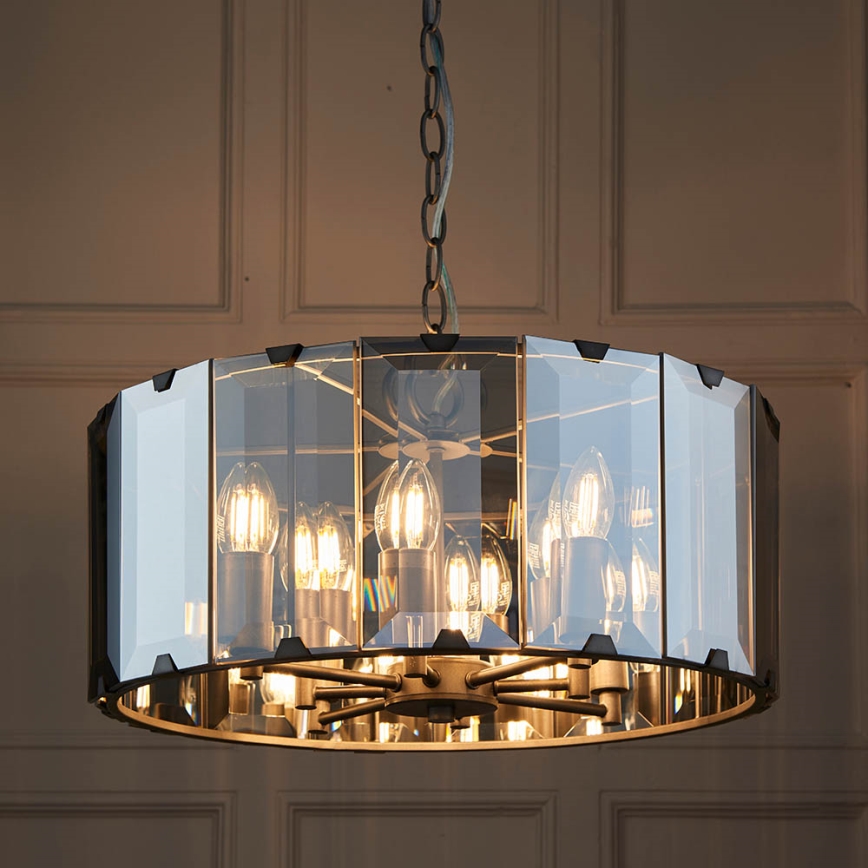 Endon 61294 - Suspension chaîne CLOONEY 8xE14/40W/230V noir/fumé
