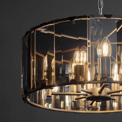 Endon 61294 - Suspension chaîne CLOONEY 8xE14/40W/230V noir/fumé