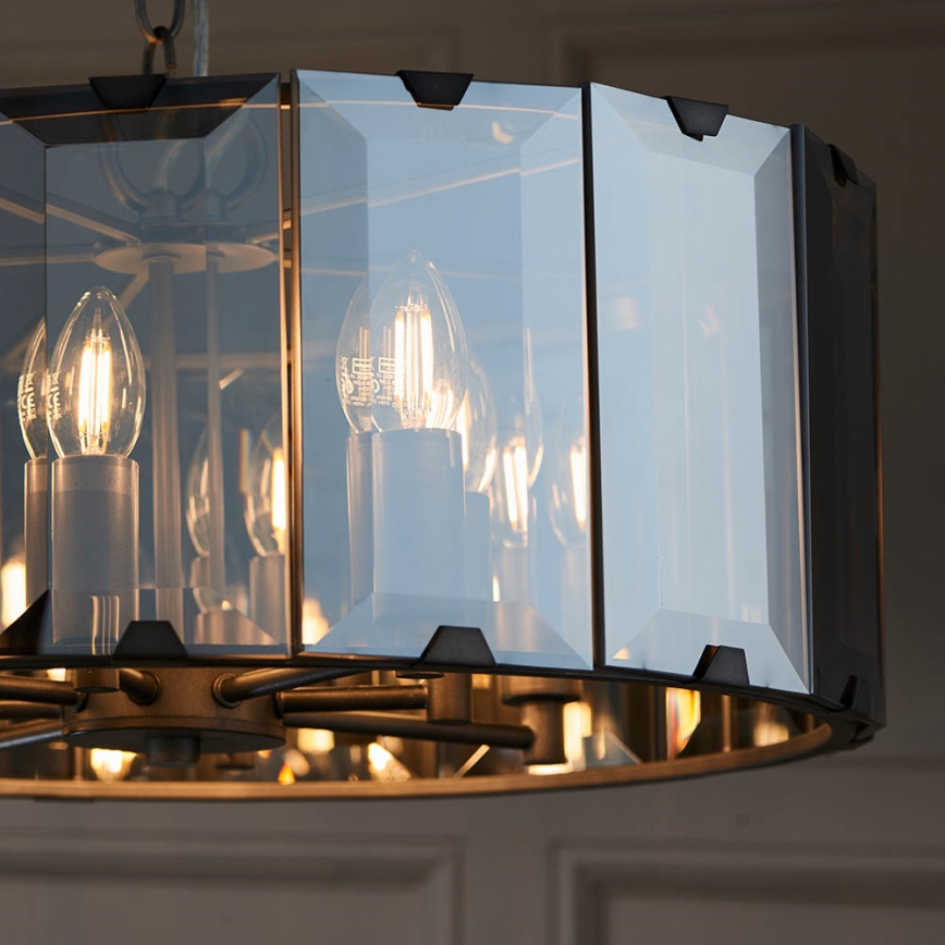 Endon 61294 - Suspension chaîne CLOONEY 8xE14/40W/230V noir/fumé