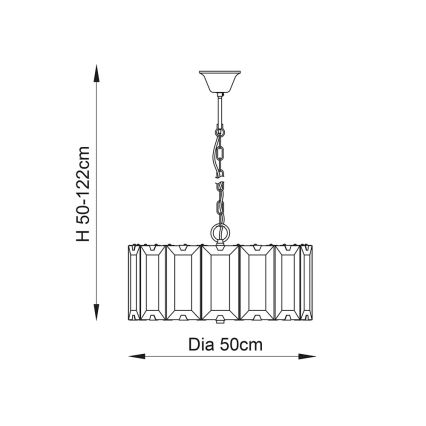 Endon 61294 - Suspension chaîne CLOONEY 8xE14/40W/230V noir/fumé