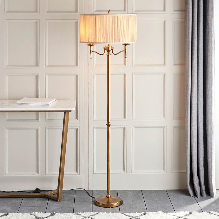 Endon 63620 - Lampadaire STANFORD 2xE14/40W/230V laiton/beige