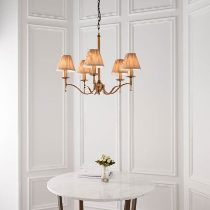Endon 63627 - Lustre sur chaîne STANFORD 5xE14/40W/230V laiton/beige