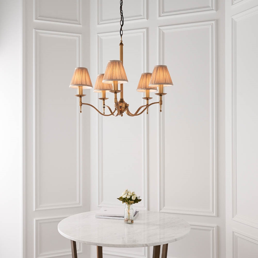 Endon 63627 - Lustre sur chaîne STANFORD 5xE14/40W/230V laiton/beige