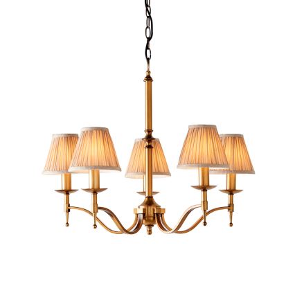 Endon 63627 - Lustre sur chaîne STANFORD 5xE14/40W/230V laiton/beige