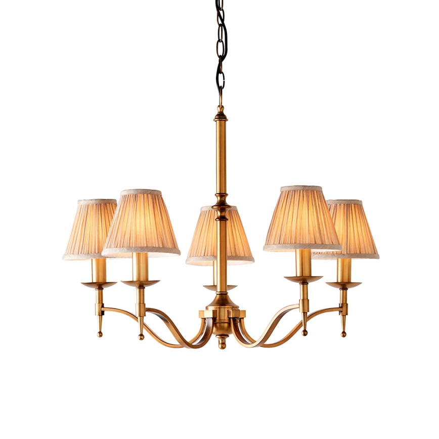 Endon 63627 - Lustre sur chaîne STANFORD 5xE14/40W/230V laiton/beige