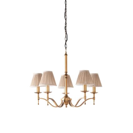 Endon 63627 - Lustre sur chaîne STANFORD 5xE14/40W/230V laiton/beige