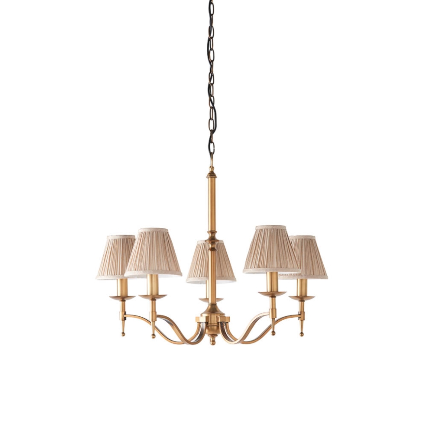 Endon 63627 - Lustre sur chaîne STANFORD 5xE14/40W/230V laiton/beige