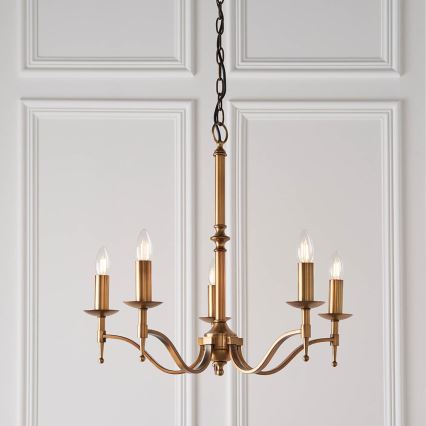 Endon 63627 - Lustre sur chaîne STANFORD 5xE14/40W/230V laiton/beige