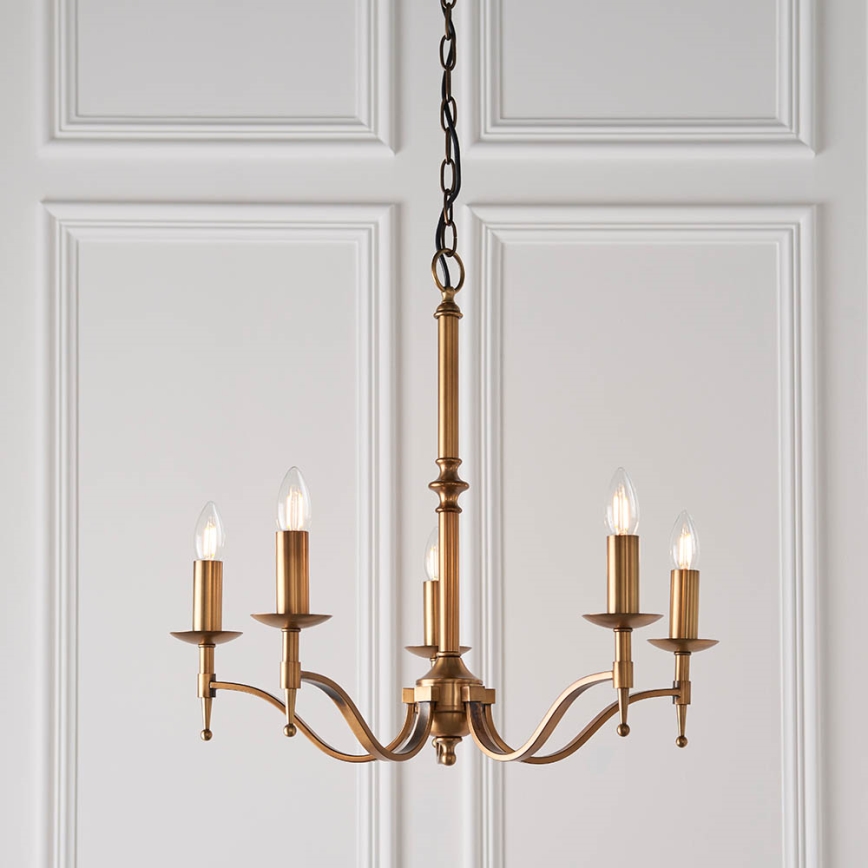 Endon 63627 - Lustre sur chaîne STANFORD 5xE14/40W/230V laiton/beige