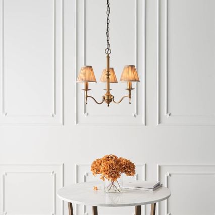 Endon 63628 - Lustre à chaîne STANFORD 3xE14/40W/230V laiton/beige