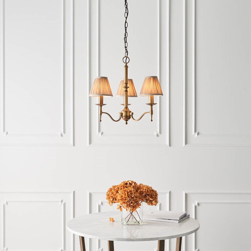 Endon 63628 - Lustre à chaîne STANFORD 3xE14/40W/230V laiton/beige