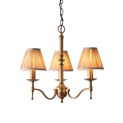 Endon 63628 - Lustre à chaîne STANFORD 3xE14/40W/230V laiton/beige