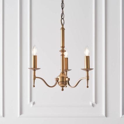 Endon 63628 - Lustre à chaîne STANFORD 3xE14/40W/230V laiton/beige