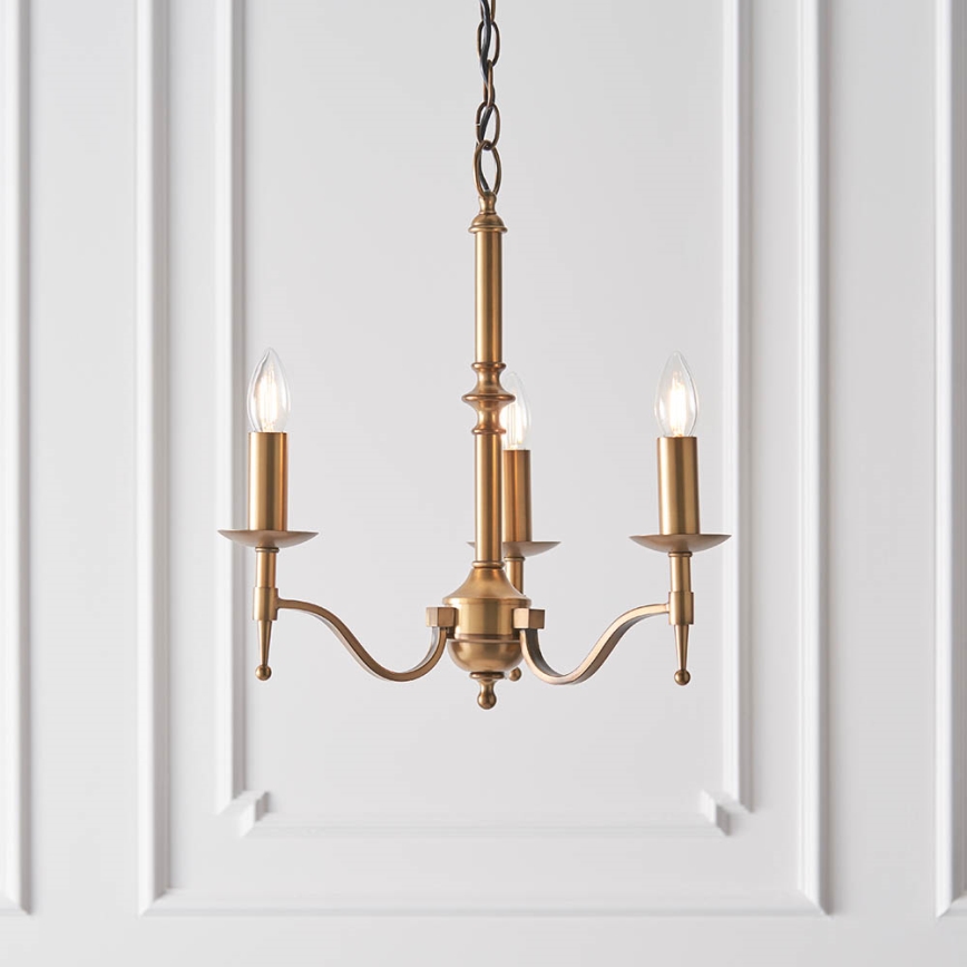 Endon 63628 - Lustre à chaîne STANFORD 3xE14/40W/230V laiton/beige
