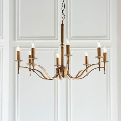 Endon 63629 - Lustre sur chaîne STANFORD 8xE14/40W/230V laiton/beige