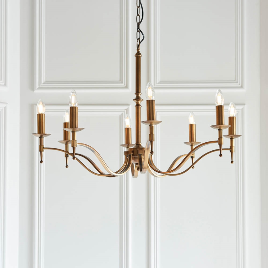 Endon 63629 - Lustre sur chaîne STANFORD 8xE14/40W/230V laiton/beige