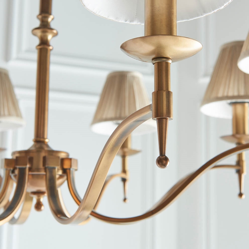 Endon 63629 - Lustre sur chaîne STANFORD 8xE14/40W/230V laiton/beige