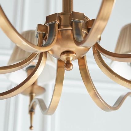 Endon 63629 - Lustre sur chaîne STANFORD 8xE14/40W/230V laiton/beige