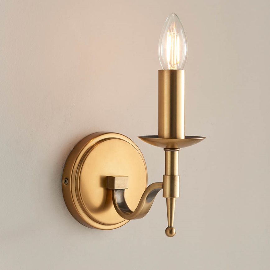 Endon 63653 - Applique murale STANFORD 1xE14/40W/230V, finition laiton/beige