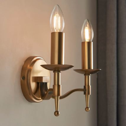 Endon 63654 - Applique murale STANFORD 2xE14/40W/230V laiton/beige