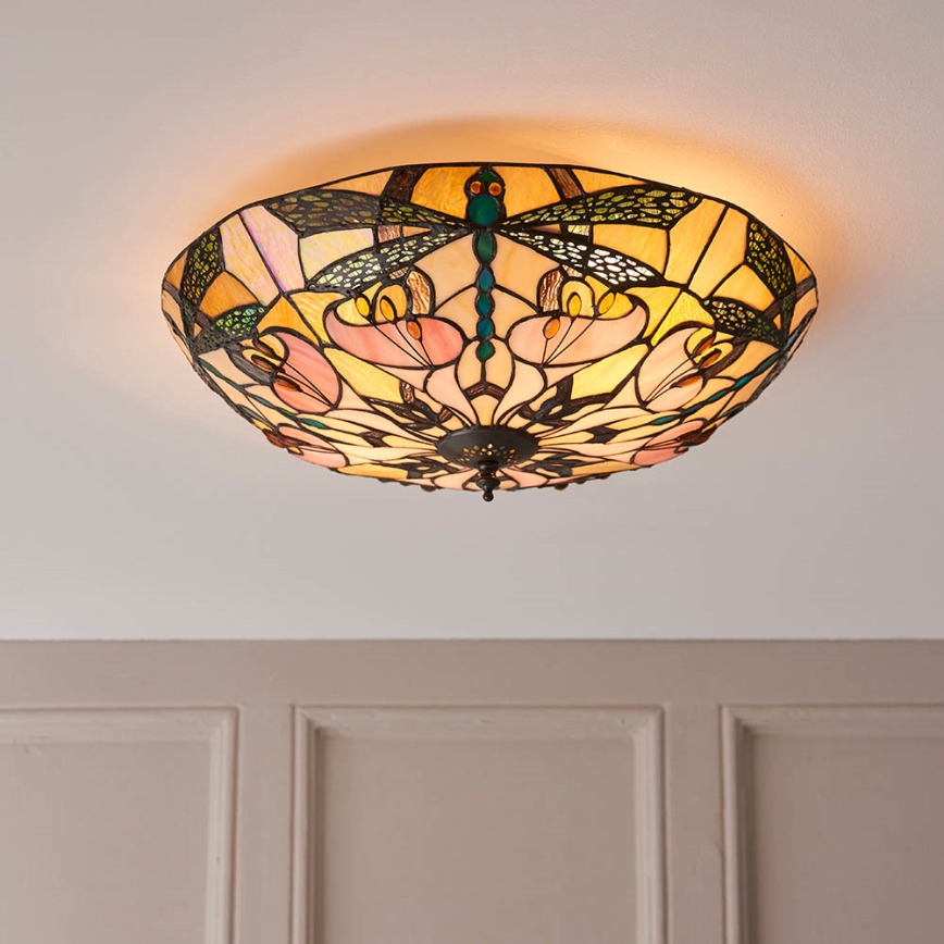 Endon 63922 - Plafonnier Tiffany ASHTON 2xE27/60W/230V diam. 45 cm