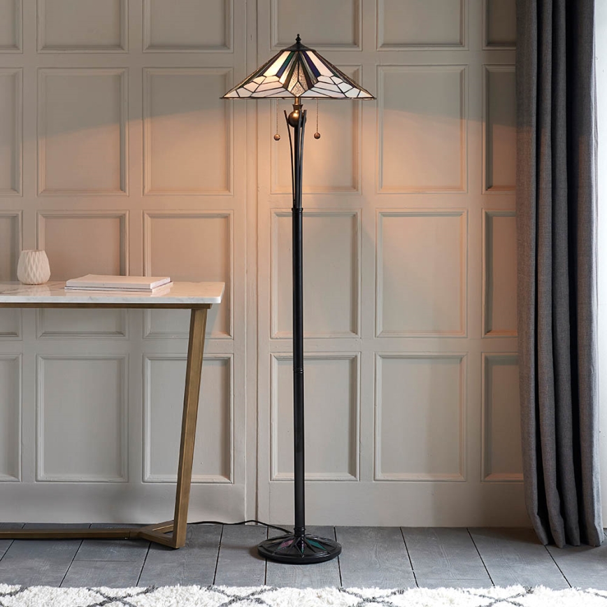 Endon 63934 - Lampadaire Tiffany ASTORIA 2xE27/60W/230V Ø 48 cm