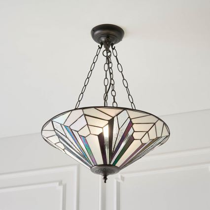 Endon 63936 - Lustre Tiffany ASTORIA suspendu par chaîne, 3xE27/60W/230V, Ø 48 cm