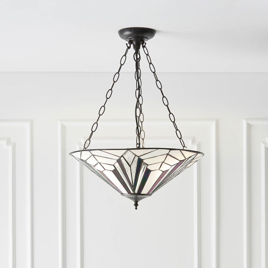 Endon 63936 - Lustre Tiffany ASTORIA suspendu par chaîne, 3xE27/60W/230V, Ø 48 cm