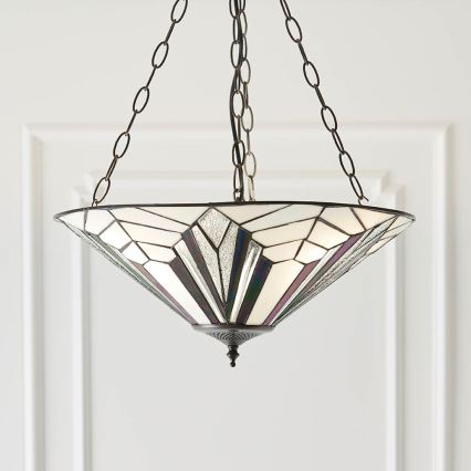 Endon 63936 - Lustre Tiffany ASTORIA suspendu par chaîne, 3xE27/60W/230V, Ø 48 cm
